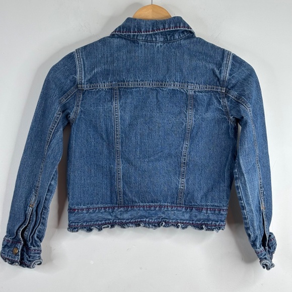 VTG Y2K Gymboree Embroidered Denim Jacket 9 Preppy Fall Classic Red Bows Ruffle - Picture 6 of 10